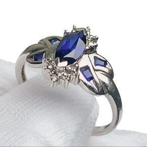 10k White Gold Sapphire Diamond Women’s Ring